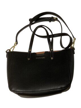 NWOT Calvin Klein Black Dilan Pebbled Tote Satchel Crossbody Bag Faux Leather